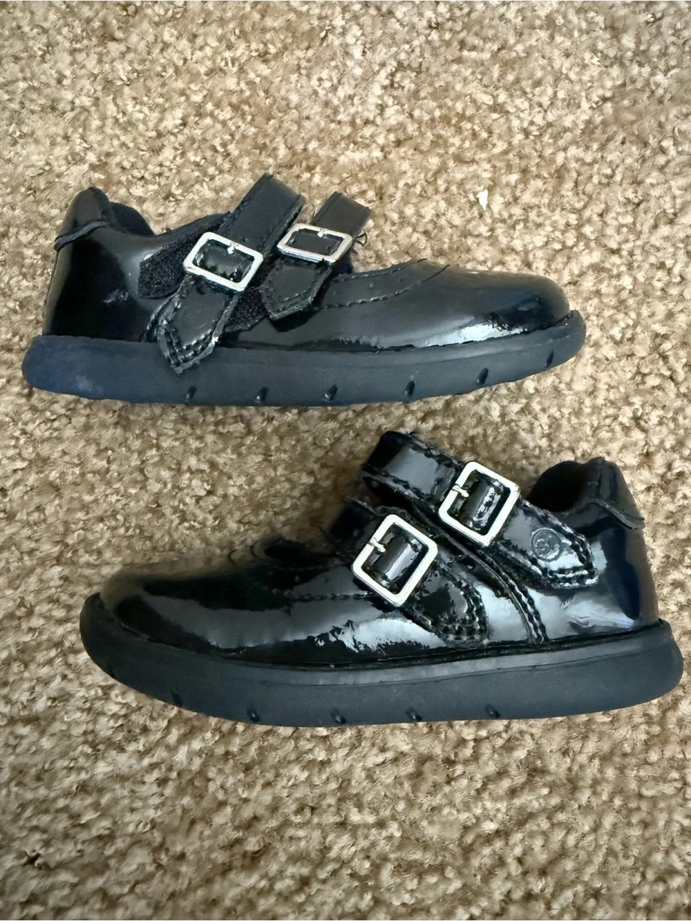 Stride Rite Cordaline Black Patent Double-Strap Mary Jane Kids Shoes